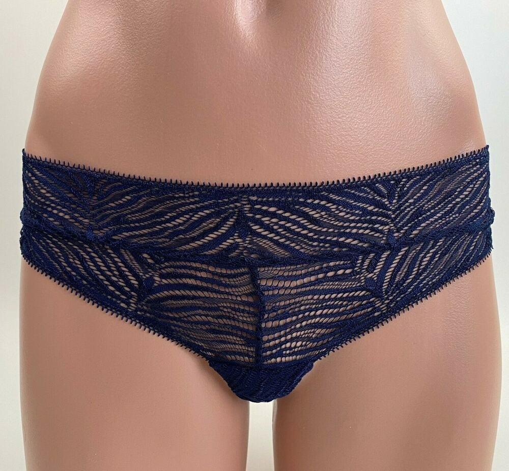 Victoria's Secret Lace Tanga Panties Navy Blue Size XL NWT